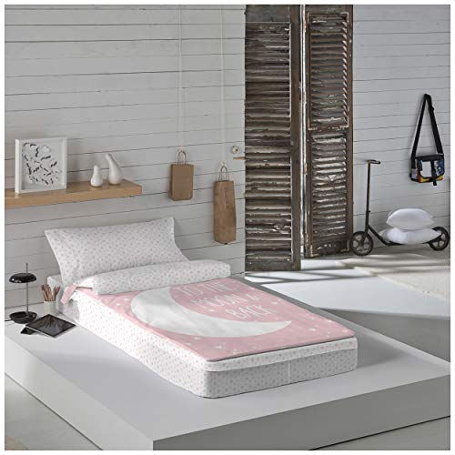 COTTON ARTean Saco nordico con Relleno Moon Pink Cama 90 x 190/200. Saco Unido a la Bajera con Cremallera.