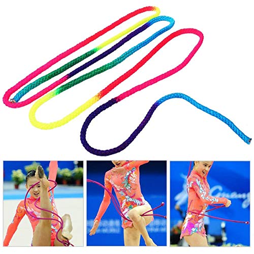 Counius Cuerda Gimnástica Artística 300cm Color del Arco Iris Entrenamiento y Competición Saltar Nailon Sólida Cuerda 3 Mini Niños Cuerda para Fuerza Corporal,Ejercicio aerobico