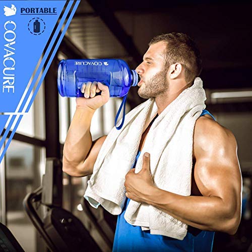 COVACURE 2,2 L/3,78 L - Botella de agua deportiva con tiempo para beber, sin BPA, duradera, reutilizable, para gimnasio, entrenamiento, senderismo, viajes, oficina y escuela