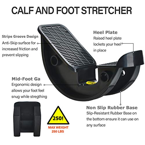 COVVY Foot Rocker Stretcher Storcher Tobillo Junta Plantar para tendinitis de Aquiles, Estiramiento Muscular, pies y férula de Alivio del Dolor (Black)