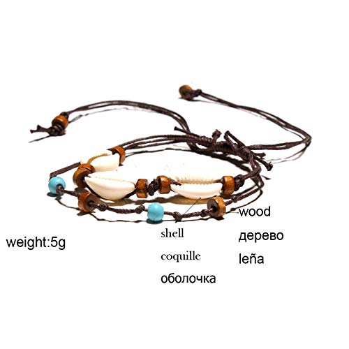 Cowrie Leather Puka Shell Vintage Anklets Bracelets For Women Wood Beaded Yoga Charms Leg Anklet Girl Jewelry Dropship