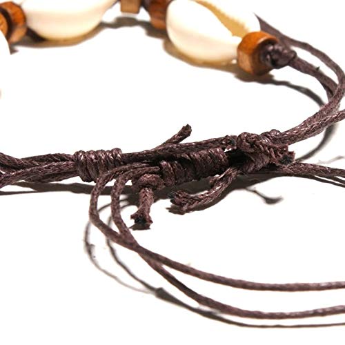 Cowrie Leather Puka Shell Vintage Anklets Bracelets For Women Wood Beaded Yoga Charms Leg Anklet Girl Jewelry Dropship