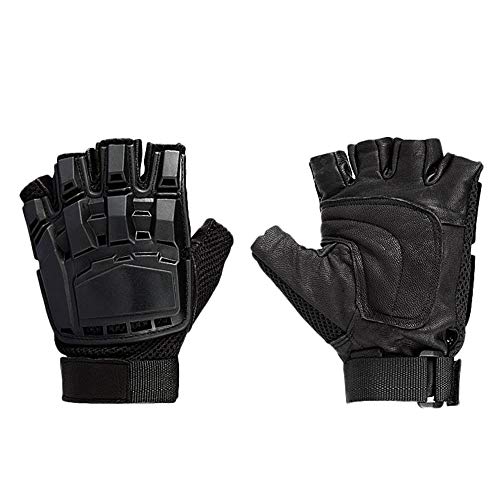 COZOCO Unisex Tácticas Al Aire Libre Guantes Cálidos De Invierno Medio Dedo Bicicleta Escalada Guantes De Trabajo (XL, negro)