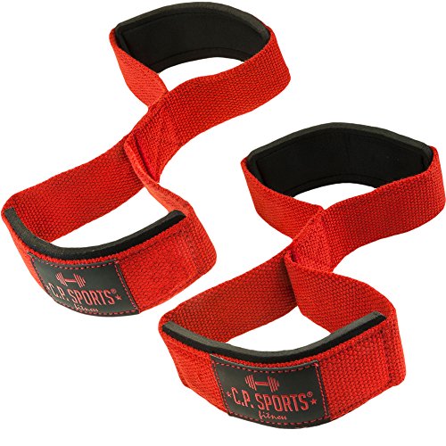 C.P. Sports 38752 – Fitness Entrenamiento de la Fuerza,, gewichthebens 8 trabillas, Double Loop, Lifting Straps, Muerto, Cross Varios Colores, T12-3-red, rojo