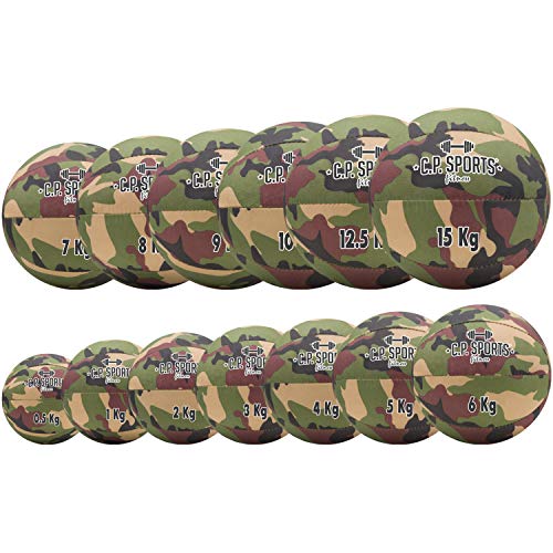 C.P. Sports - Balón medicinal, diseño de camuflaje militar, color verde oliva o blanco, 0,5 kg a 15 kg, 5 kg, color verde oliva C.P. Sports - Balón medicinal, diseño de camuflaje militar, color verde oliva o blanco, 0,5 kg a 15 kg, 5 kg, color verde oliva