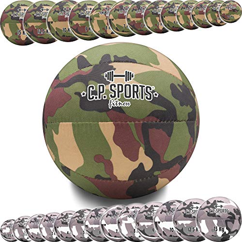 C.P. Sports - Balón medicinal, diseño de camuflaje militar, color verde oliva o blanco, 0,5 kg a 15 kg, 5 kg, color verde oliva