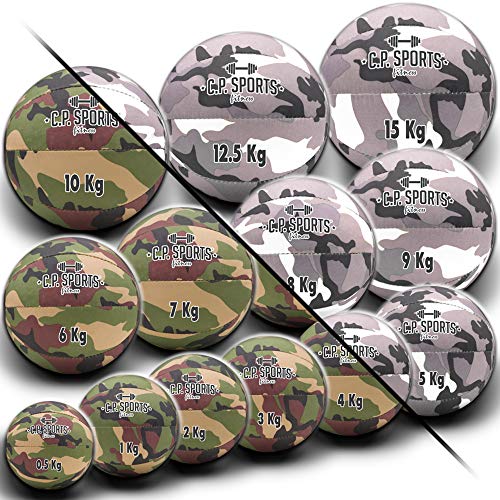 C.P. Sports - Balón Medicinal para Fitness, de 0,5 kg a 15 kg, Tejido de Nailon Resistente, Pelotas medicinales para Crossfit, Entrenamiento de Fuerza, Color Verde Oliva, Blanco, Camuflaje Militar C.P. Sports - Balón Medicinal para Fitness, de 0,5 kg a 15 kg, Tejido de Nailon Resistente, Pelotas medicinales para Crossfit, Entrenamiento de Fuerza, Color Verde Oliva, Blanco, Camuflaje Militar