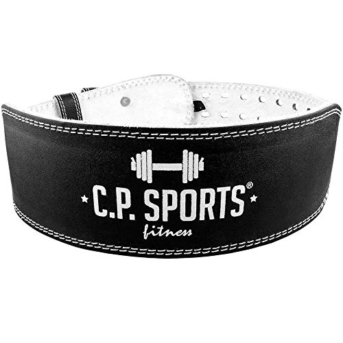 C.P. Sports - Cinturón para Levantamiento de Pesas (Piel, Talla XS-XXL), Color Negro