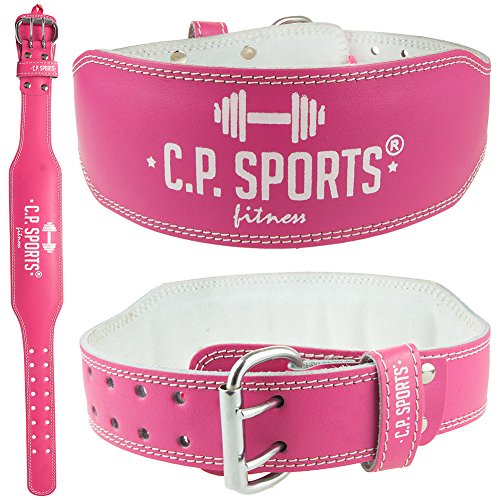 CP Sports – Cinturón para mujer/niña de piel color salmón – Cinturón de apoyo levantamiento de pesas
