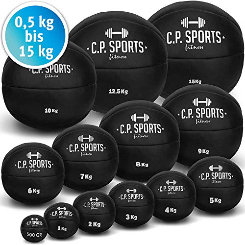 C.P. Sports K5 - Balón medicinal (piel, 1 - 15 kg), color marrón o negro