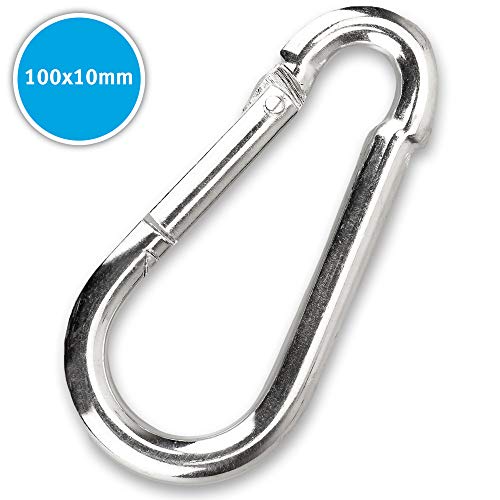 C.P. Sports - Mosquetón deportivo, 80 mm x 8 mm soporta hasta 230 kg y 60 mm x 6 mm soporta hasta 150 kg, 1-60 unidades, 100 mm x 10 mm, 140 mm x 12 mm, 8 x 80 mm., 10 unidades C.P. Sports - Mosquetón deportivo, 80 mm x 8 mm soporta hasta 230 kg y 60 mm x 6 mm soporta hasta 150 kg, 1-60 unidades, 100 mm x 10 mm, 140 mm x 12 mm, 8 x 80 mm., 10 unidades