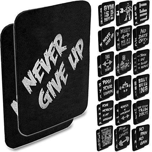 C.P.Sports - Almohadillas de Agarre para Fitness, Entrenamiento, Culturismo, Entrenamiento de Pesas y Entrenamiento de Fuerza (1 par, 2 x 4 x 4 mm, 10 x 14 cm), Never Give UP, 1x Pareja