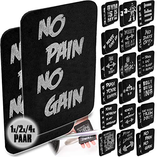 C.P.Sports - Almohadillas de Agarre para Fitness, Entrenamiento, Culturismo, Entrenamiento de Pesas y Entrenamiento de Fuerza (1 par, 2 x 4 x 4 mm, 10 x 14 cm), Never Give UP, 1x Pareja