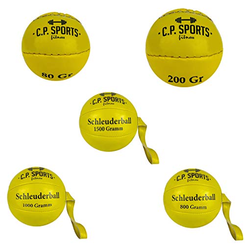 C.P.Sports Balón de Entrenamiento Medicinal 80 g Amarillo neón – Piel sintética, Entrenamiento, Fitness, Ocio, competición, niños y Adultos, Pelota de golpeo, Lanzamiento, Lanzamiento de Peso