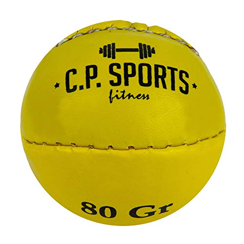 C.P.Sports Balón de Entrenamiento Medicinal 80 g Amarillo neón – Piel sintética, Entrenamiento, Fitness, Ocio, competición, niños y Adultos, Pelota de golpeo, Lanzamiento, Lanzamiento de Peso