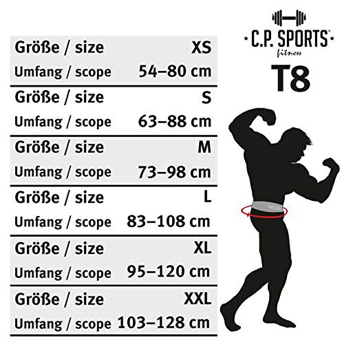 C.P.Sports Cinturón de levantamiento de pesas profesional para levantamiento de pesas, con hebilla de potencia, color rojo, negro, militar (hebilla de potencia blanca militar, M = 69 – 92 cm)