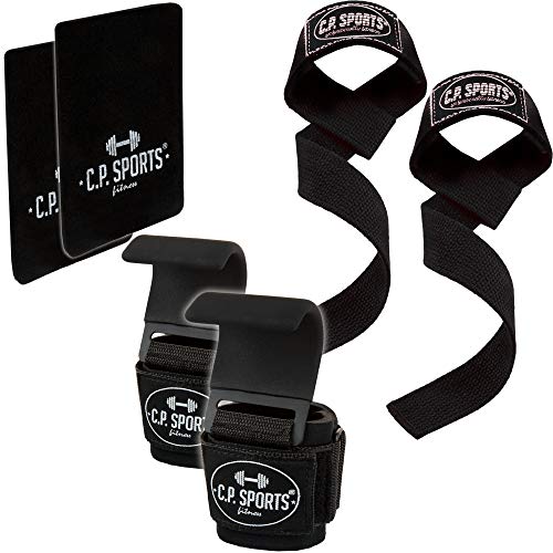 C.P.Sports - Juego de Ganchos de dominadas Negro + Correas + Almohadilla de Agarre para Culturismo, Entrenamiento de Fuerza, Levantamiento de Pesas, Entrenamiento de Fuerza, Levantamiento de Pesas C.P.Sports - Juego de Ganchos de dominadas Negro + Correas + Almohadilla de Agarre para Culturismo, Entrenamiento de Fuerza, Levantamiento de Pesas, Entrenamiento de Fuerza, Levantamiento de Pesas