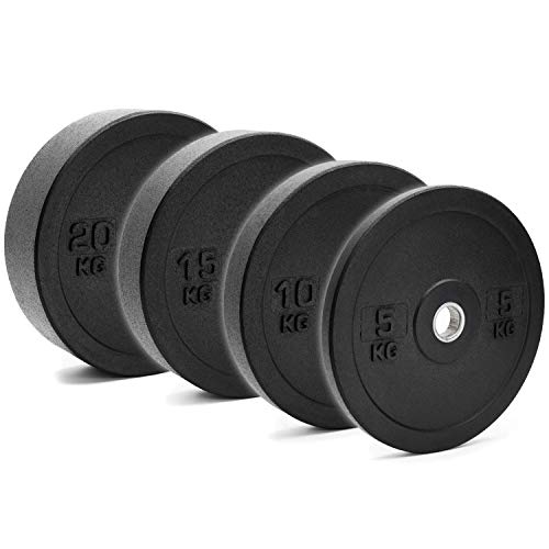 C.P.Sports - Par de discos Bumper Plates – Placas de peso de goma completas y amortiguadoras para entrenamiento, disco de peso para mancuernas Ø 50/51 mm – 2 x 20 kg