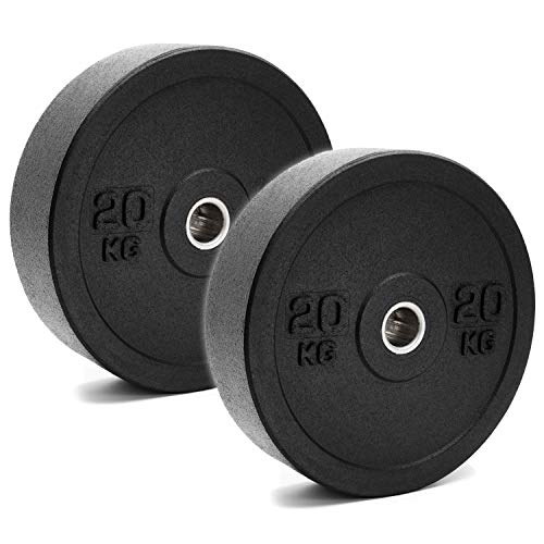 C.P.Sports - Par de discos Bumper Plates – Placas de peso de goma completas y amortiguadoras para entrenamiento, disco de peso para mancuernas Ø 50/51 mm – 2 x 20 kg