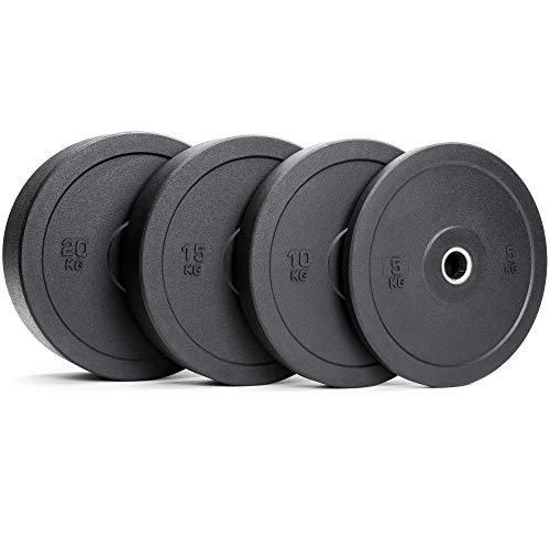 C.P.Sports - Par de discos Bumper Plates – Placas de peso de goma completas y amortiguadoras para entrenamiento, disco de peso para mancuernas Ø 50/51 mm – 2 x 20 kg