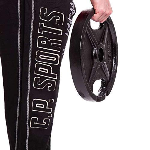 C.P.Sports - Par de Discos olímpicos de Goma Maciza Parachoques con Barra de 50 mm, 2 Pesas con Mancuernas de 10 kg C.P.Sports - Par de Discos olímpicos de Goma Maciza Parachoques con Barra de 50 mm, 2 Pesas con Mancuernas de 10 kg