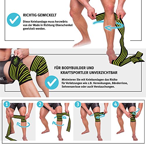 C.P.Sports Profesional Vendas de Rodilla 200cm - 250cm T25 - Entrenamiento con Pesas, musculación, Levantamiento de Pesas, Hombres, Mujeres, Vendaje de Fitness, Crossfit, Levantamiento Cruzado C.P.Sports Profesional Vendas de Rodilla 200cm - 250cm T25 - Entrenamiento con Pesas, musculación, Levantamiento de Pesas, Hombres, Mujeres, Vendaje de Fitness, Crossfit, Levantamiento Cruzado