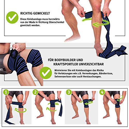 C.P.Sports Profesional Vendas de Rodilla 200cm - 250cm T25 - Entrenamiento con Pesas, musculación, Levantamiento de Pesas, Hombres, Mujeres, Vendaje de Fitness, Crossfit, Levantamiento Cruzado C.P.Sports Profesional Vendas de Rodilla 200cm - 250cm T25 - Entrenamiento con Pesas, musculación, Levantamiento de Pesas, Hombres, Mujeres, Vendaje de Fitness, Crossfit, Levantamiento Cruzado