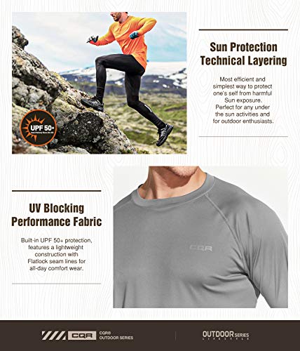 CQR Men's UPF 50+ - Camiseta de manga larga para hombre, protección contra el sol, protección contra rayos UV, corte holgado, camiseta para correr, Tol003 1 pack - Ocean, L