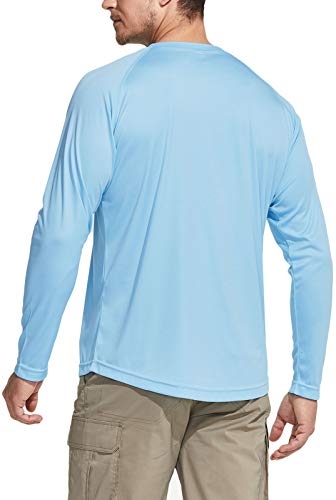 CQR Men's UPF 50+ - Camiseta de manga larga para hombre, protección contra el sol, protección contra rayos UV, corte holgado, camiseta para correr, Tol003 1 pack - Ocean, L
