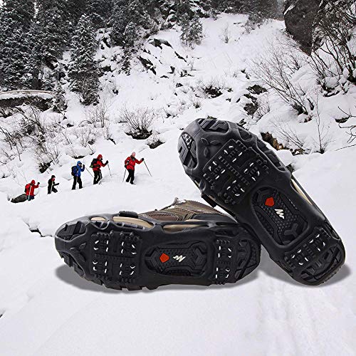 Crampones Nieve Hielo 24 Dientes Garras Antideslizantes Tracción sobre Zapatos Botas Cubierta Calzado Invierno al Aire Libre para Senderismo Pesca Escalada Crampones Nieve Hielo 24 Dientes Garras Antideslizantes Tracción sobre Zapatos Botas Cubierta Calzado Invierno al Aire Libre para Senderismo Pesca Escalada
