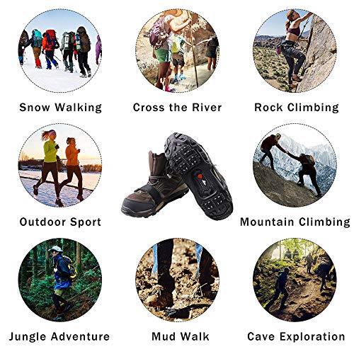 Crampones Nieve Hielo 24 Dientes Garras Antideslizantes Tracción sobre Zapatos Botas Cubierta Calzado Invierno al Aire Libre para Senderismo Pesca Escalada Crampones Nieve Hielo 24 Dientes Garras Antideslizantes Tracción sobre Zapatos Botas Cubierta Calzado Invierno al Aire Libre para Senderismo Pesca Escalada