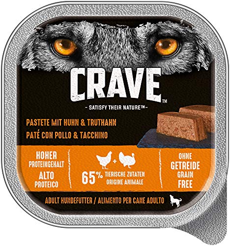 CRAVE Comida húmeda Pavo y Pollo para Perros, sin Cereales, con Alto Contenido en proteínas, 10 x 300 g