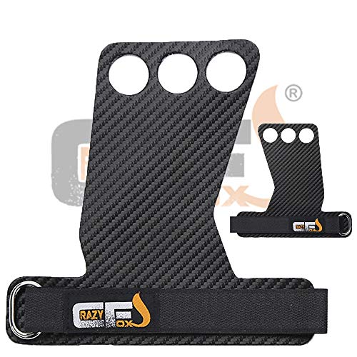 CRAZYFOXS Calleras para Crossfit - Grips 3H Fibra de Carbono – Guantes de Gimnasio para Protección de Manos - Hombre y Mujer Negro - Gym Fitness Halterofilia Pesas - 3 Agujeros (M) CRAZYFOXS Calleras para Crossfit - Grips 3H Fibra de Carbono – Guantes de Gimnasio para Protección de Manos - Hombre y Mujer Negro - Gym Fitness Halterofilia Pesas - 3 Agujeros (M)