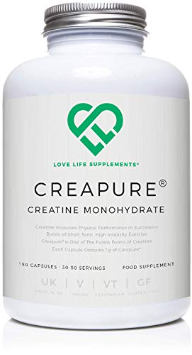 Creapure Monohidrato de Creatina por LLS | 150 cápsulas (1 gramo por cápsula) | 30-50 porciones Creapure Monohidrato de Creatina por LLS | 150 cápsulas (1 gramo por cápsula) | 30-50 porciones