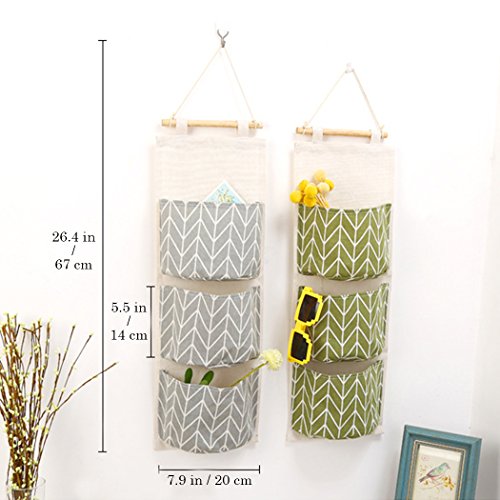 CREATIEES 3pz Pared Colgando Almacenamiento Bolso, Impermeable Encima los Puerta Armario Organizador, Lino Farbric Colgando Bolsillo Organizador con 3 Bolsillos CREATIEES 3pz Pared Colgando Almacenamiento Bolso, Impermeable Encima los Puerta Armario Organizador, Lino Farbric Colgando Bolsillo Organizador con 3 Bolsillos