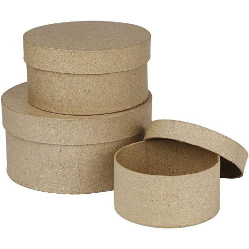 Creativ - Set de 3 cajas redondas de papel maché (10, 13 y 16 cm)