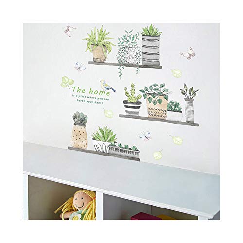 Creativas de la pared plantas verdes delicados Pegatinas de pared desmontable de la etiqueta autoadhesiva para la etiqueta engomada decoración del hogar