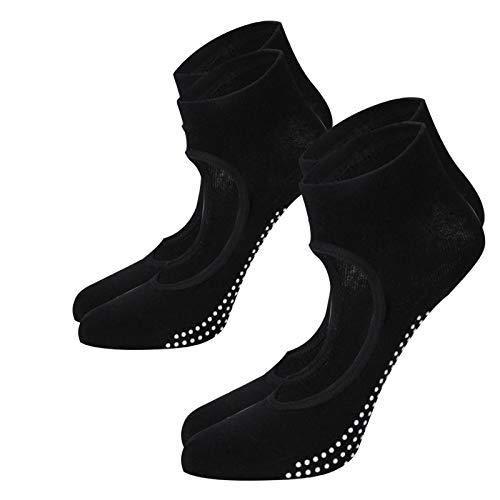 Creator2018 2 pares de calcetines deportivos para mujer, transpirables, para yoga, pilates, barras, ballet, danza, 35 – 39, color negro