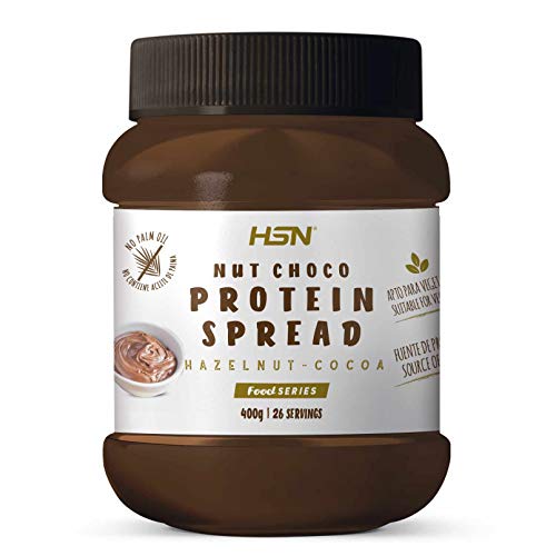 Crema Hiperproteica de Cacao y Avellanas de HSN | NutChoco con Whey Protein | Ideal para Untar en Tortitas ¡Deliciosa! | Baja en azúcar, Sin Aceite de Palma, Sin Gluten, Apto Vegetarianos, 400 gr