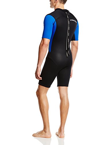 Cressi Med X Man Wetsuit 2.5 mm Traje Monoshort sin Capucha en Neopreno Biforrado, Hombre, Negro/Azul/Plata, XL/5