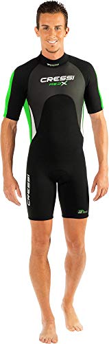 Cressi Med X Man Wetsuit 2.5 mm Traje Monoshort sin Capucha en Neopreno Biforrado, Hombre, Negro/Lima/Plata, S/2 Cressi Med X Man Wetsuit 2.5 mm Traje Monoshort sin Capucha en Neopreno Biforrado, Hombre, Negro/Lima/Plata, S/2