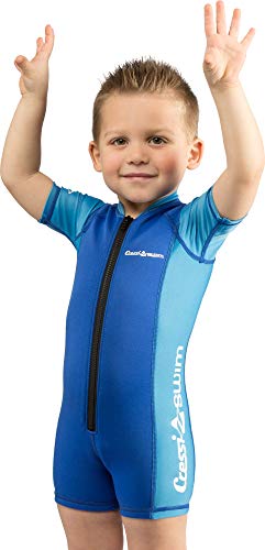 Cressi Shorty Kid Monoshort Infantil en Neopreno de 1.5/2mm de Mangas Cortas, Unisex niños, Azul/Azul Claro, XL (5/6 Años)