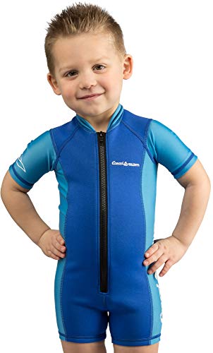 Cressi Shorty Kid Monoshort Infantil en Neopreno de 1.5/2mm de Mangas Cortas, Unisex niños, Azul/Azul Claro, XL (5/6 Años)