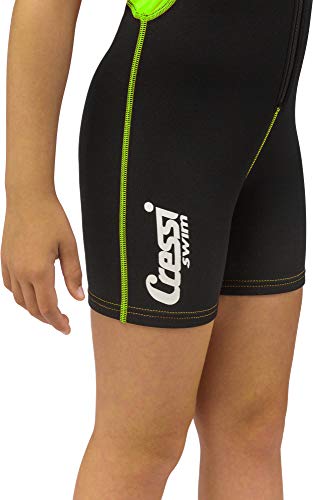 Cressi Shorty Kid Monoshort Infantil en Neopreno de 1.5/2mm de Mangas Cortas, Unisex niños, Negro/Lime, XL (5/6 Años)