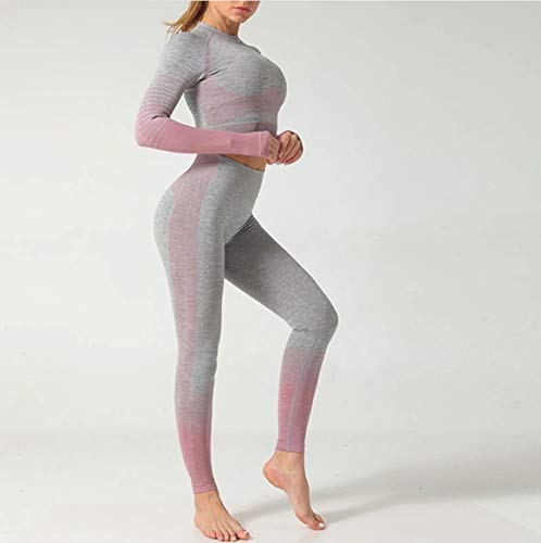 CrisKat Conjunto de Ropa Deportiva para Mujer Top de Running de Manga Larga de 2 Piezas Pantalones de Cintura Alta Yoga Gym Wear (Pink, M) CrisKat Conjunto de Ropa Deportiva para Mujer Top de Running de Manga Larga de 2 Piezas Pantalones de Cintura Alta Yoga Gym Wear (Pink, M)