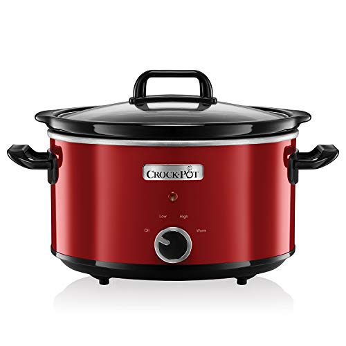 Crock-Pot SCV400RD Olla de cocción lenta manual para preparar multitud de recetas, 210 W, 3.5 litros, Acero Inoxidable, Rojo