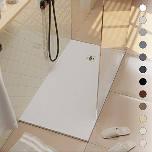 Crocket Plato de Ducha de Resina 70 x 100 Ebro - Textura Pizarra y Antideslizante - Acabado Brillo - Todas Las Medidas Disponibles - Incluye Sifón y Rejilla - Blanco RAL 9003 Crocket Plato de Ducha de Resina 70 x 100 Ebro - Textura Pizarra y Antideslizante - Acabado Brillo - Todas Las Medidas Disponibles - Incluye Sifón y Rejilla - Blanco RAL 9003