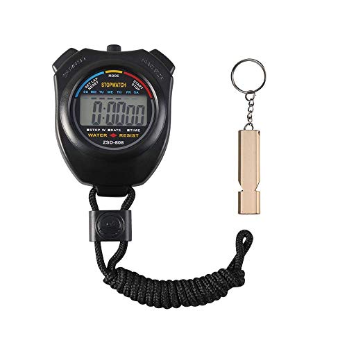 Cronómetro Deportivo Digital Cronómetro, Cronómetro entrenador, con Silbato de Acero Inoxidable, Cronógrafo de Mano Reloj Digital Cronómetro, para Fútbol, Baloncesto, Correr, Natación, Fitness y Más