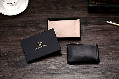 Cronus y Rhea® | Funda de Lujo Hecha de Cuero Exclusivo (Aeacus) | Llavero - Caja dominante - Titular de la Clave | Cuero Real | con Elegante Caja de Regalo | Hombres - Mujeres (Negro)