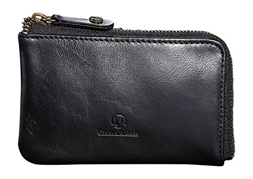 Cronus y Rhea® | Funda de Lujo Hecha de Cuero Exclusivo (Aeacus) | Llavero - Caja dominante - Titular de la Clave | Cuero Real | con Elegante Caja de Regalo | Hombres - Mujeres (Negro)